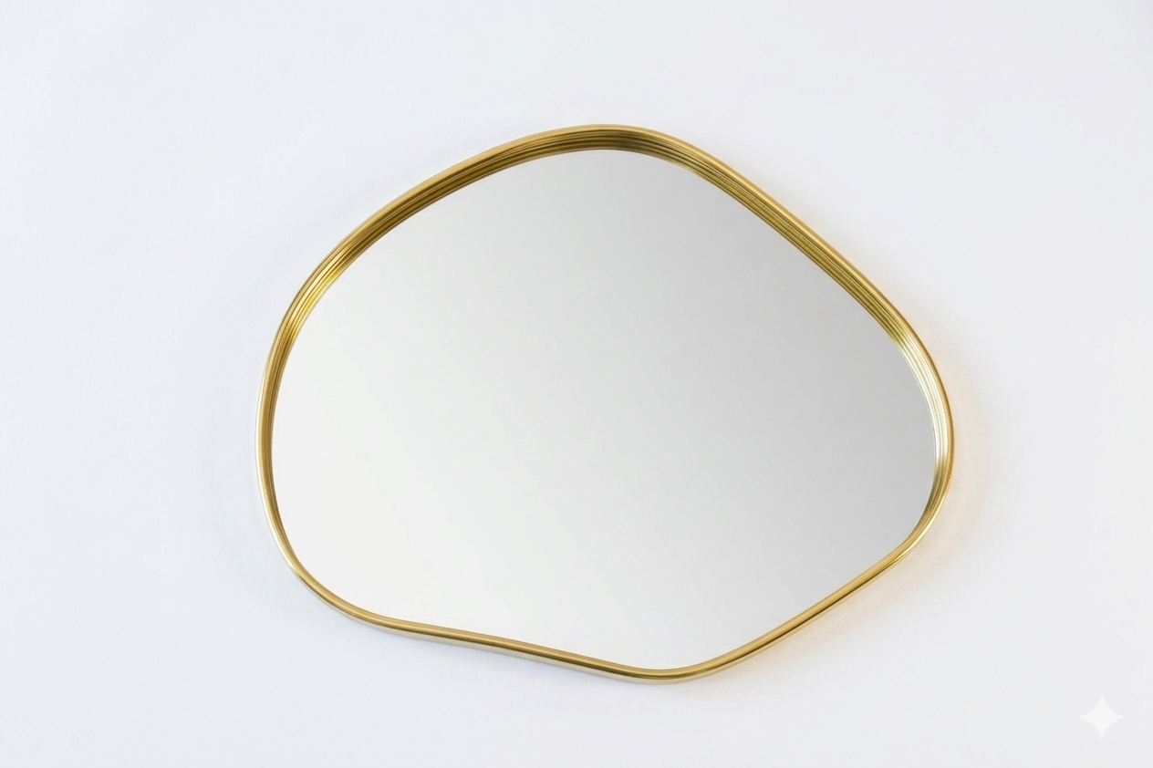 Bandeja dorada de espejo con forma ovalada