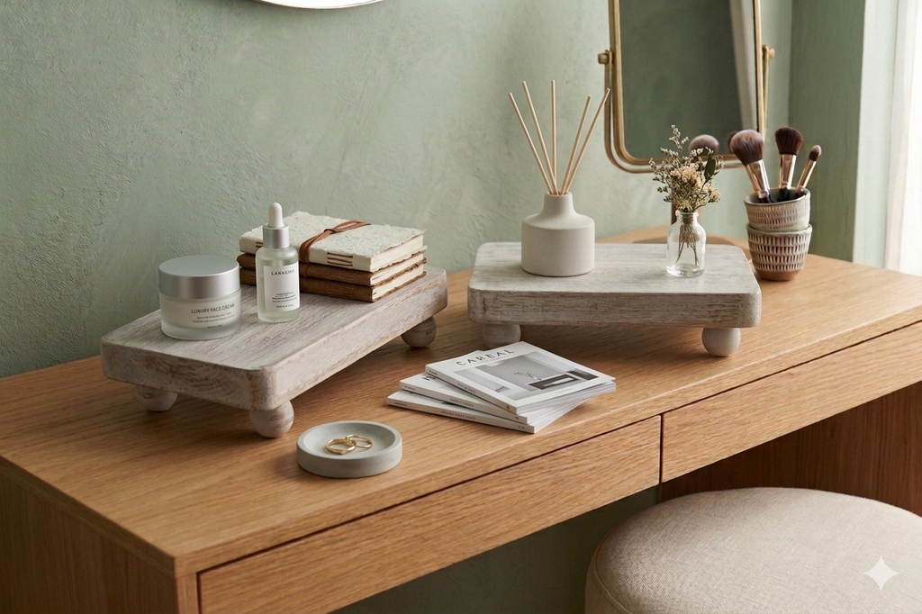 Conjunto bandejas/soporte de madera