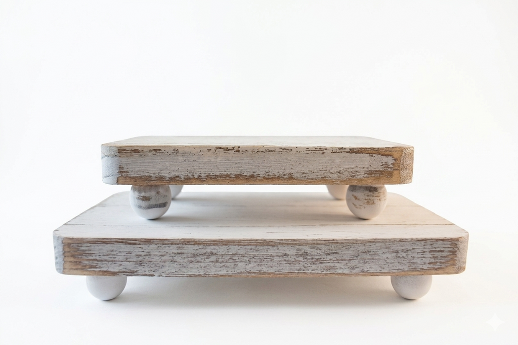 Conjunto bandejas/soporte de madera