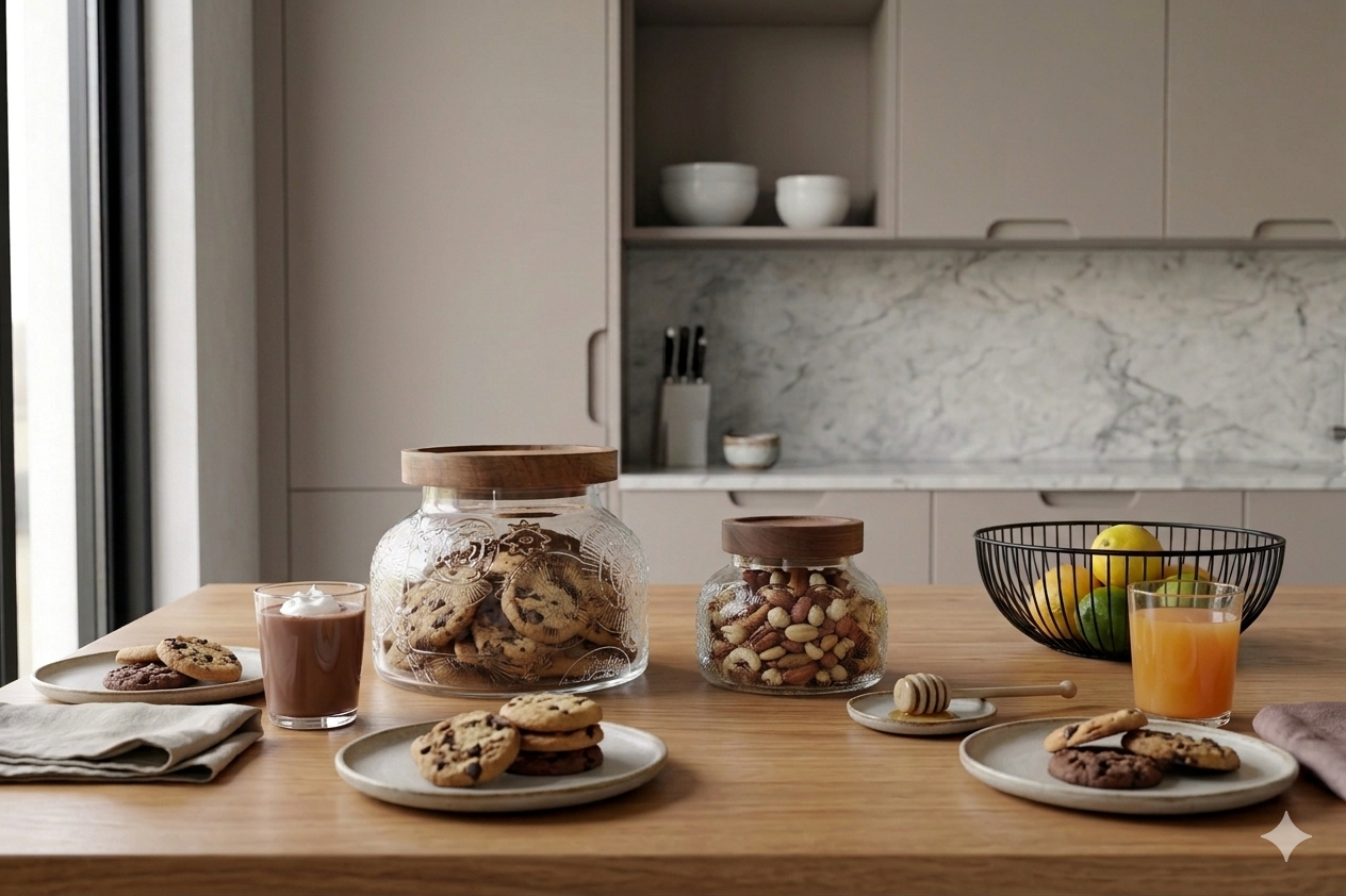 Botes de cristal con tapa de madera